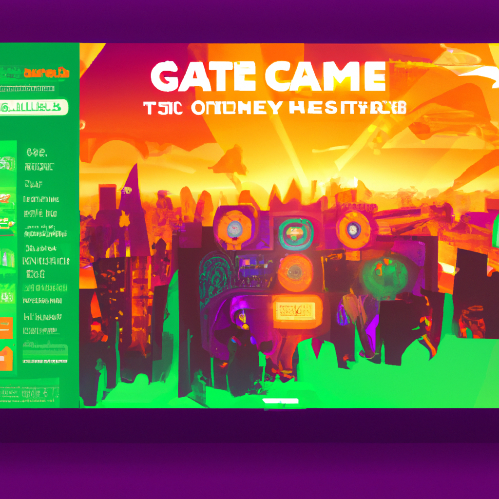 ArcadiaForge hero artwork: stylized arcade city and UI neon HUD